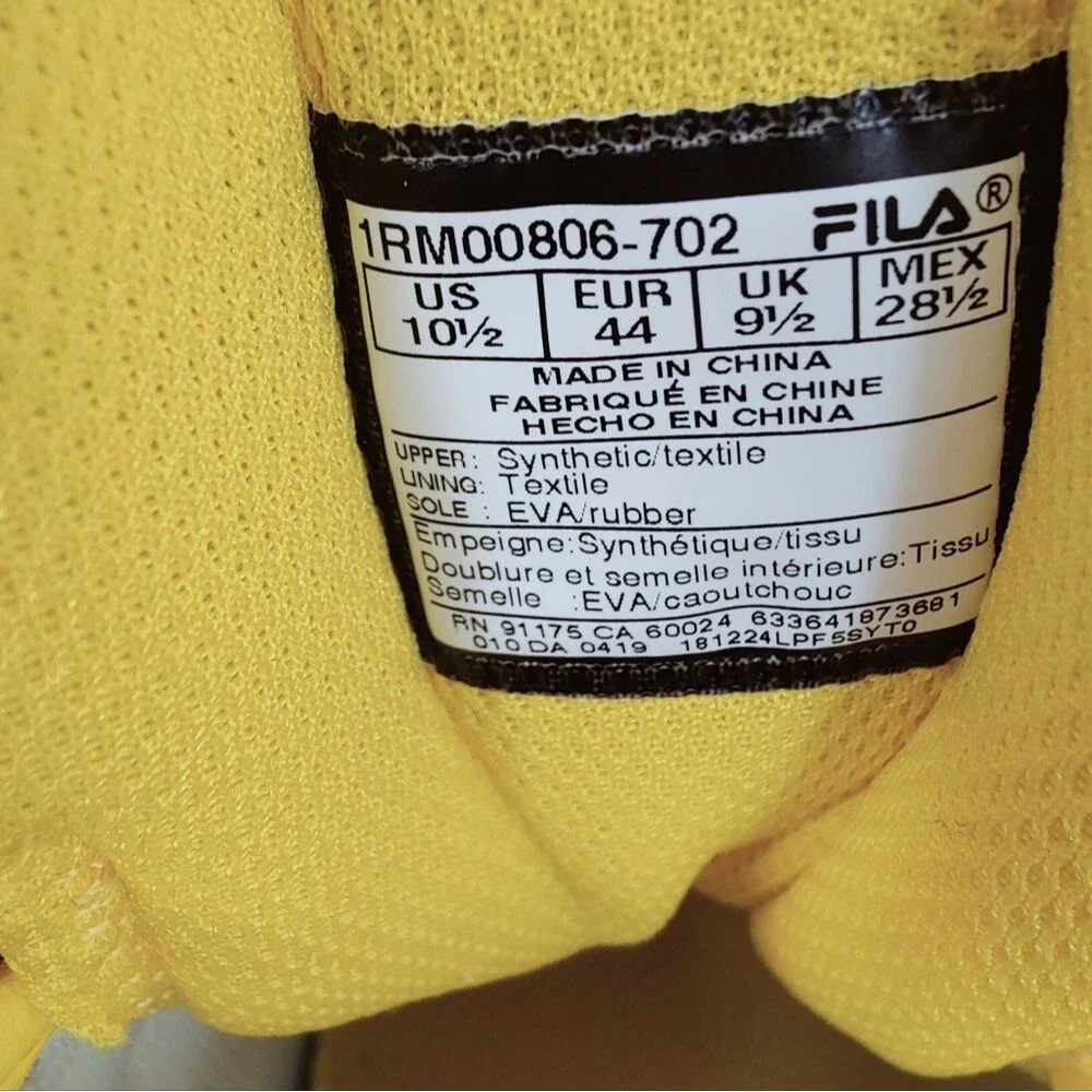 Fila Men's Ray Repeat Athletic Shoes Sneakers, Yellow, Sz 10.5